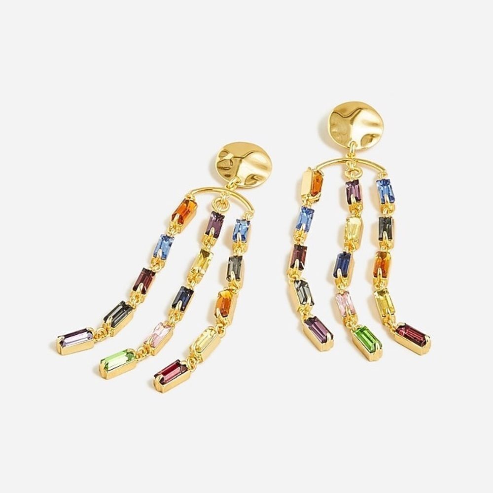 J.Crew | Crystal Waterfall Earrings | Multi Color | 3 1/8” Length